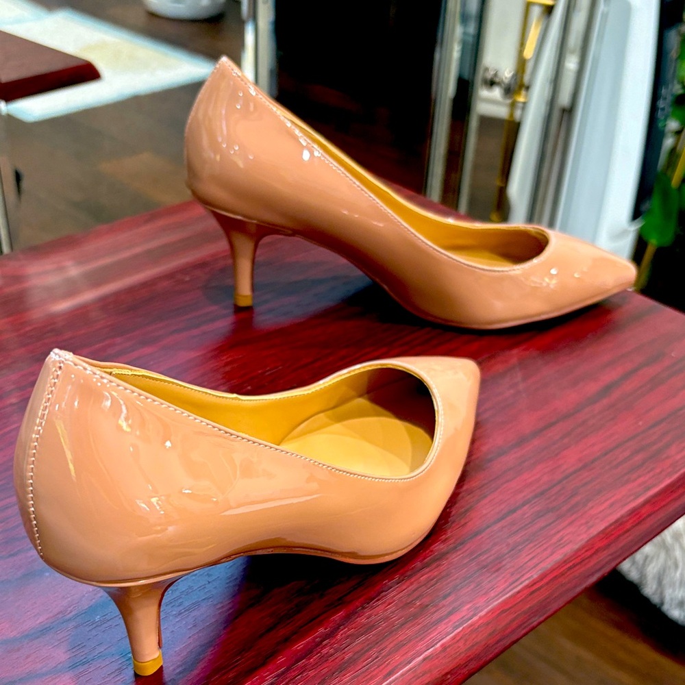 New Look Peach Patent Heels